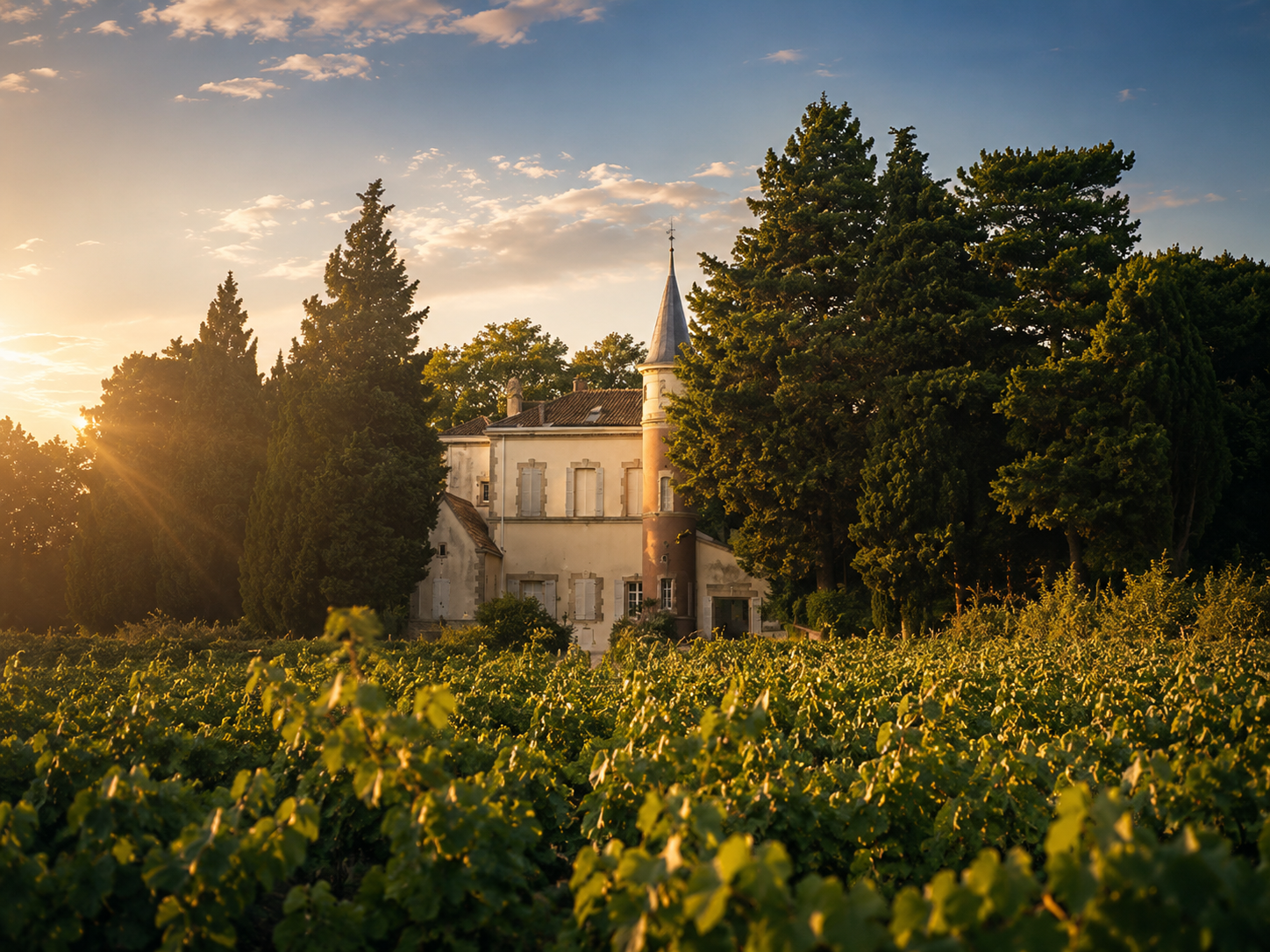 Vignes et château du Château de la Font du Loup à Châteauneuf-du-Pape